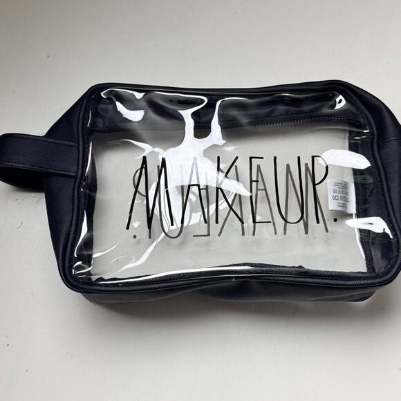 RAE DUNN Beauty Makeup Accessory Black Makeup Bag with Clear Window NWOT - Picture 1 of 6